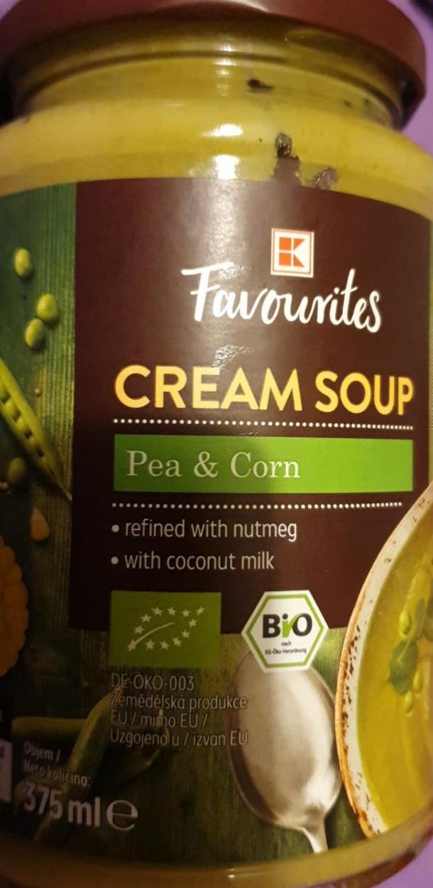 Fotografie - bio hrachová polévka s kukuřicí a kokosovým mlékem