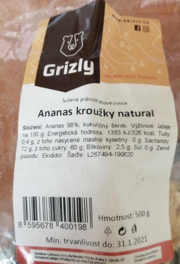 Fotografie - Ananas kroužky natural Grizly