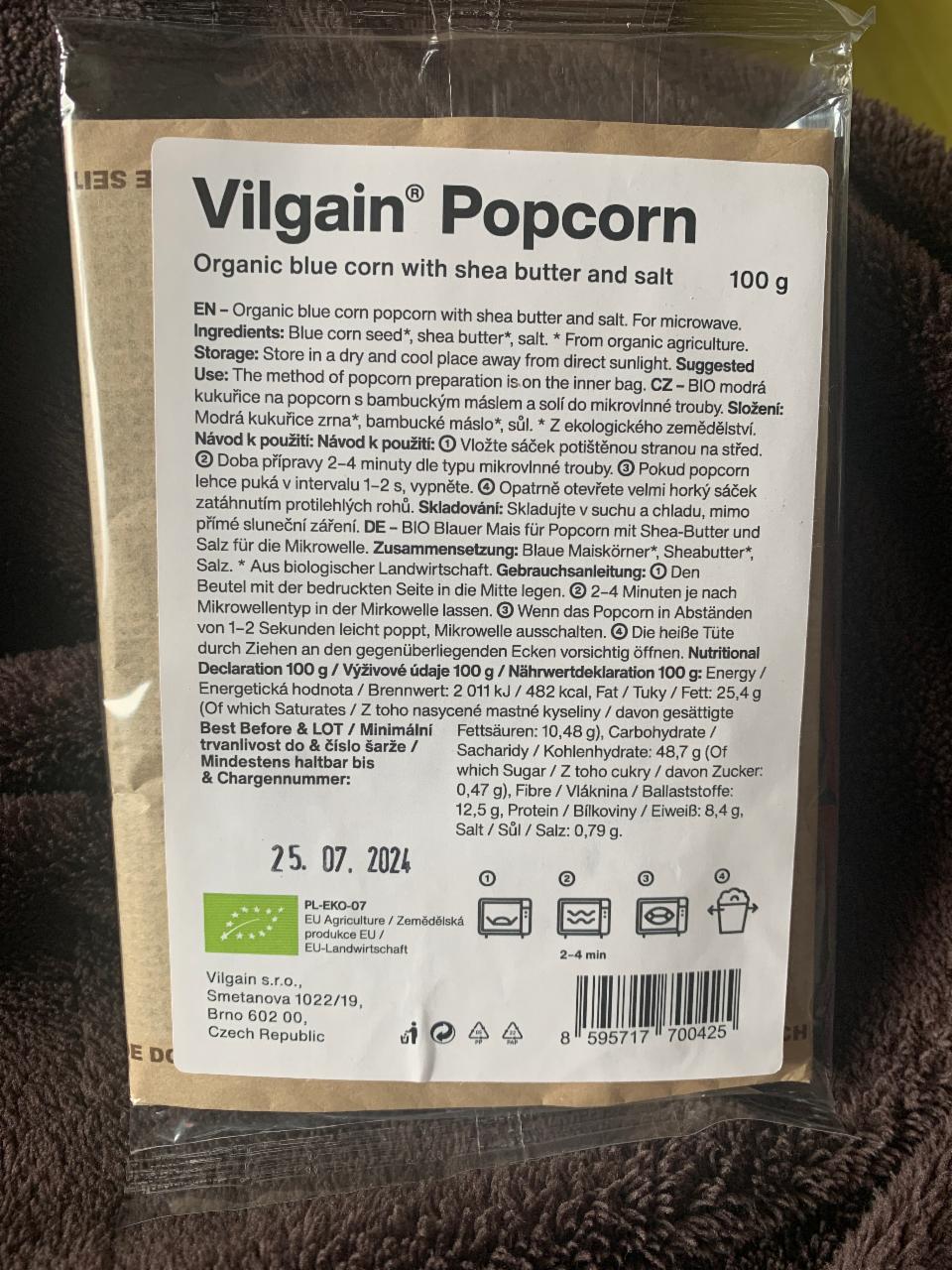Fotografie - Popcorn Organic blue corn with shea butter and salt Vilgain