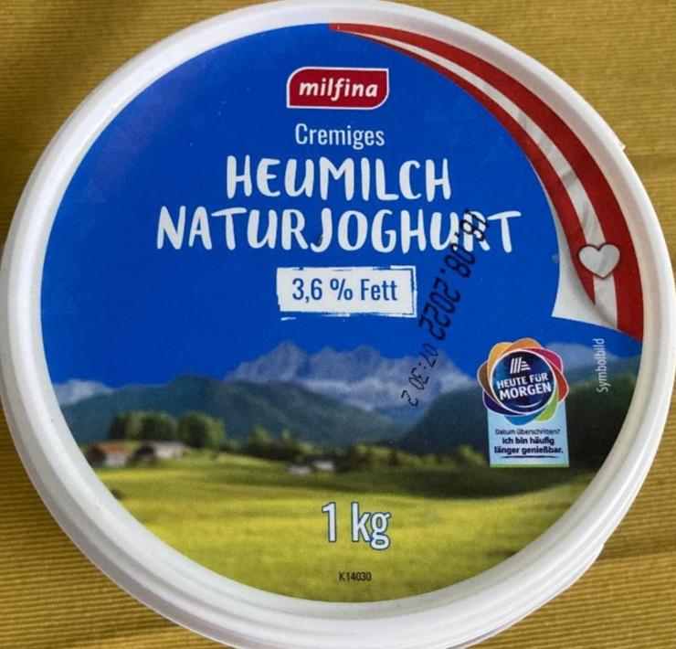 Fotografie - Cremiges Heumilch Naturjoghurt 3,6 % fett Milfina