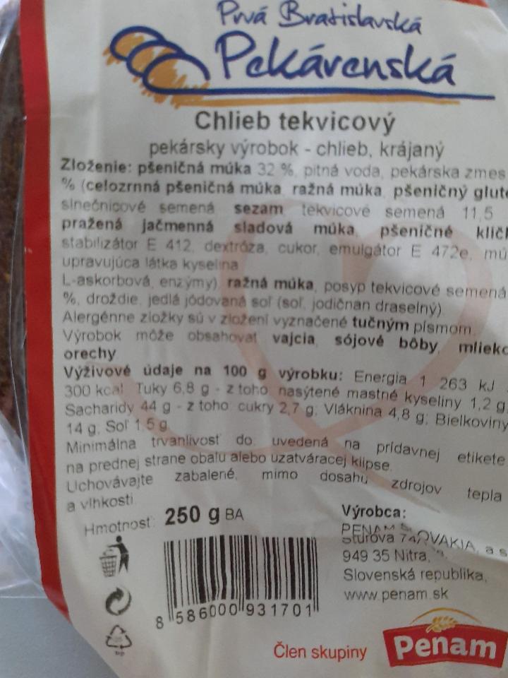 Fotografie - Dýňový chléb Prvá Bratislavská Pekárenská Penam