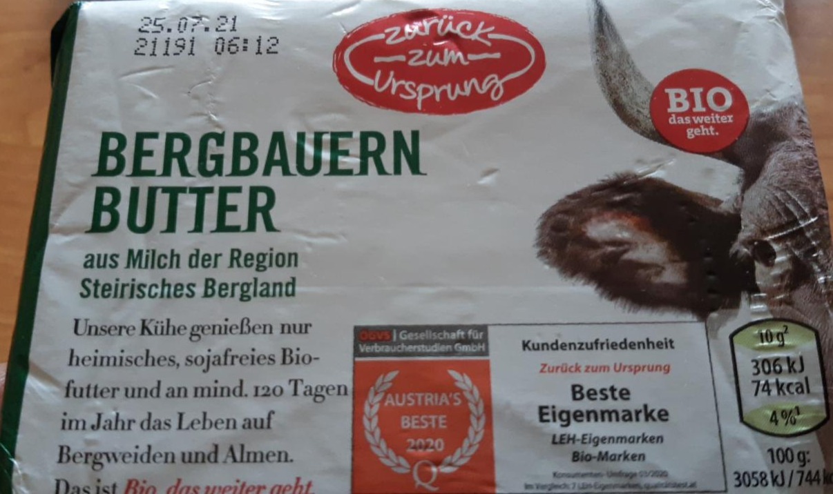 Fotografie - Bio Bergbauern Butter Zurück zum Ursprung