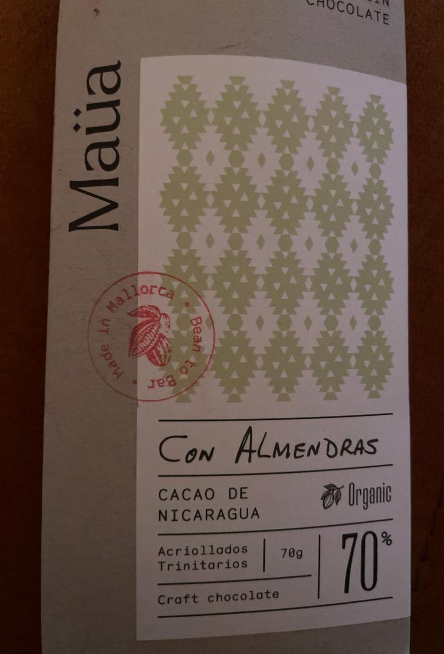 Fotografie - Organic Chocolate Con Almendras 70% cacao de Nicaragua Maüa