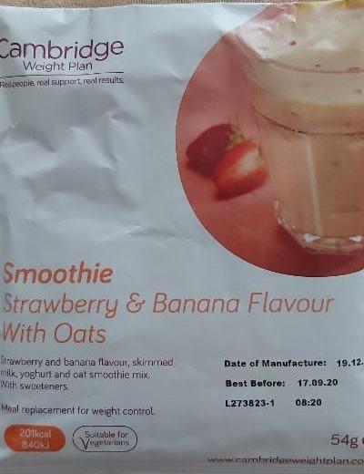 Fotografie - Smoothie strawberry & banana flavour with oats Cambridge Weight Plan