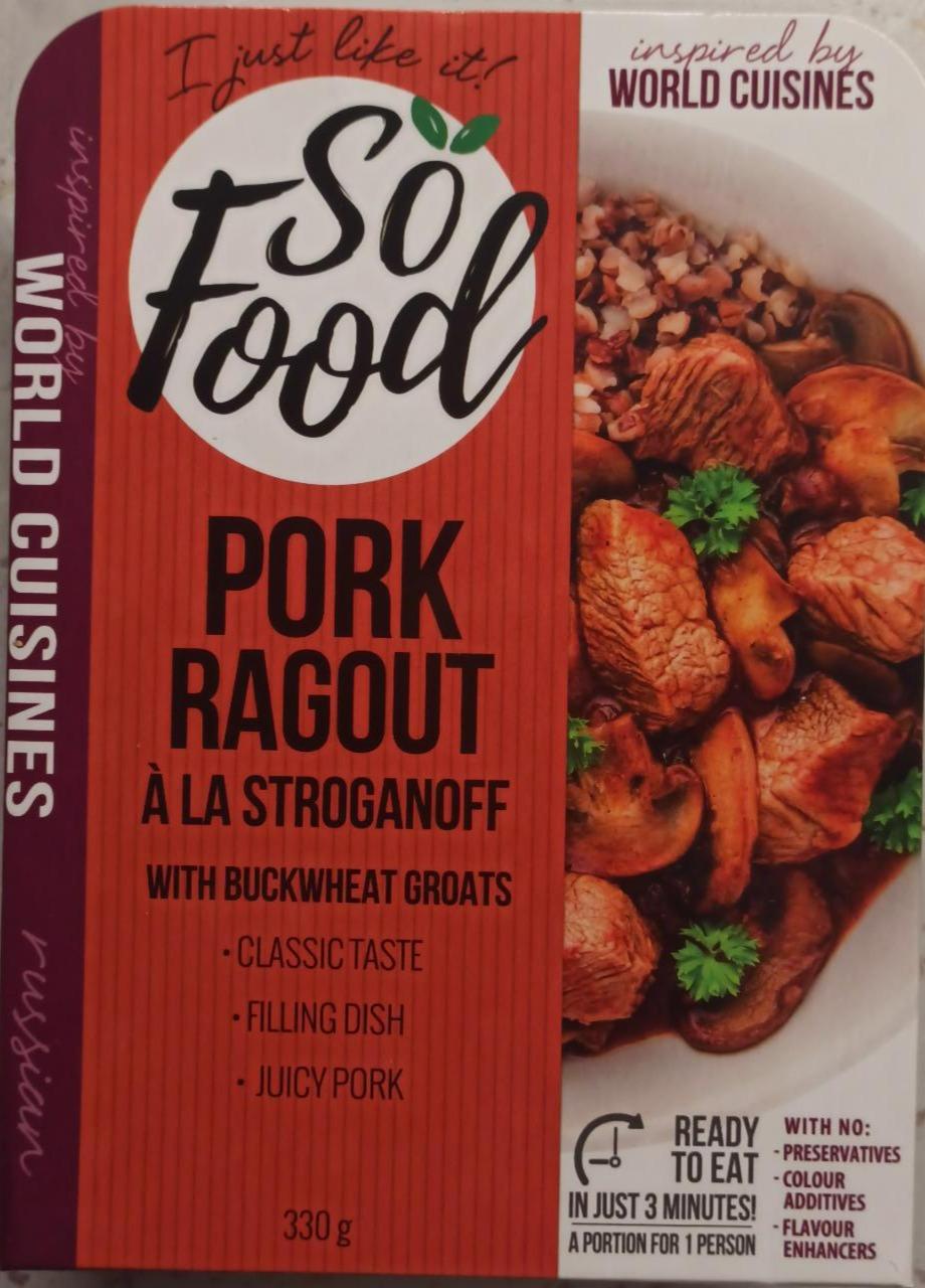 Fotografie - Pork Ragout Á la Stroganoff with buckwheat groats So food