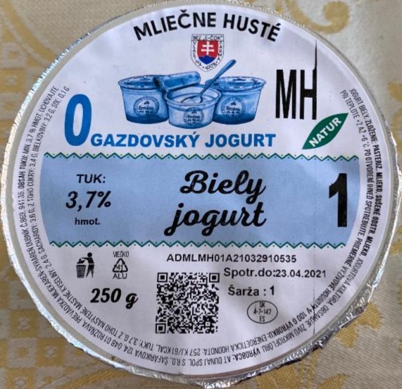 Fotografie - Gazdovský Biely jogurt 3,7% Farmfoods