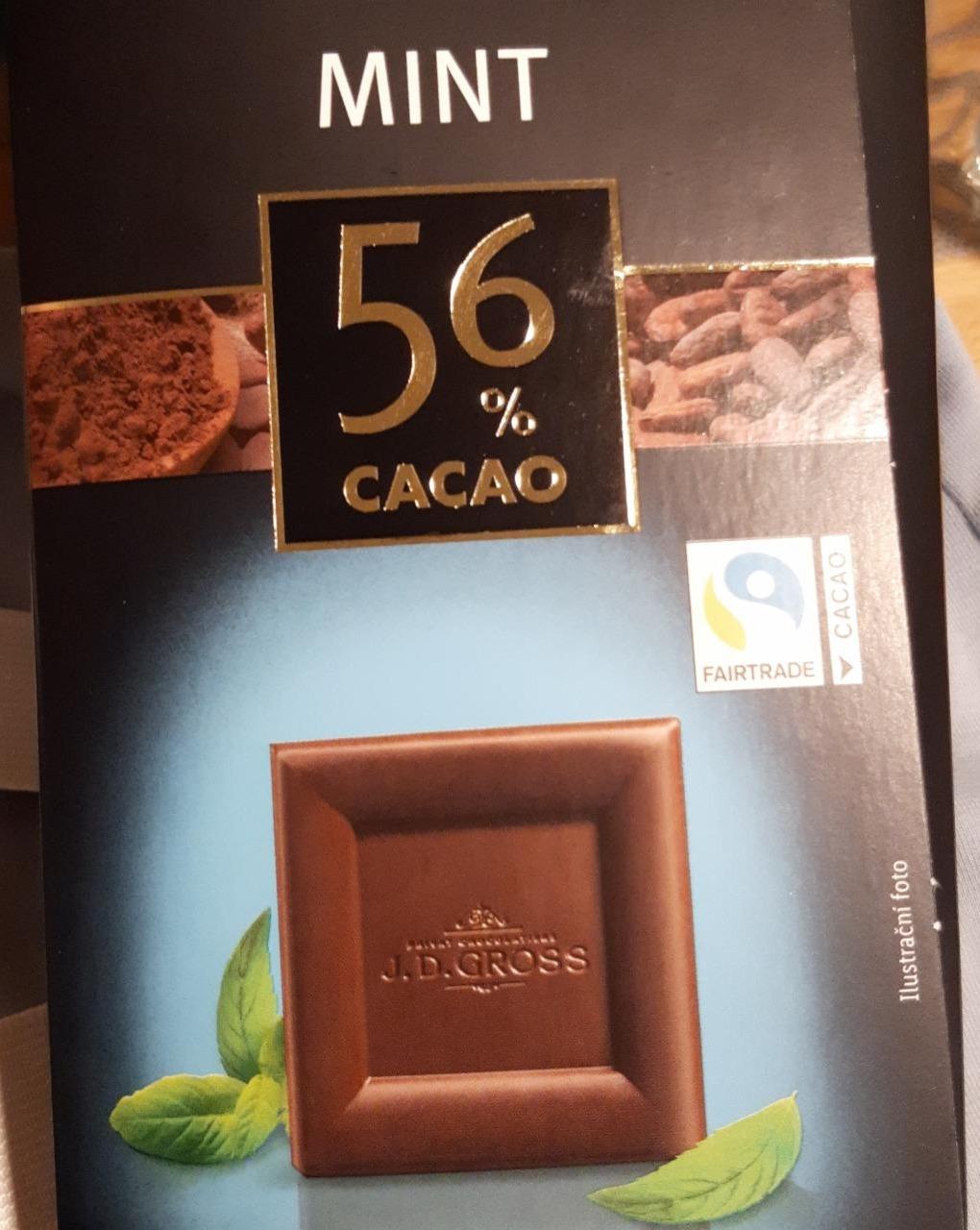 Fotografie - Mint 56% cacao Hořká čokoláda s mátovým olejem J.D.Gross