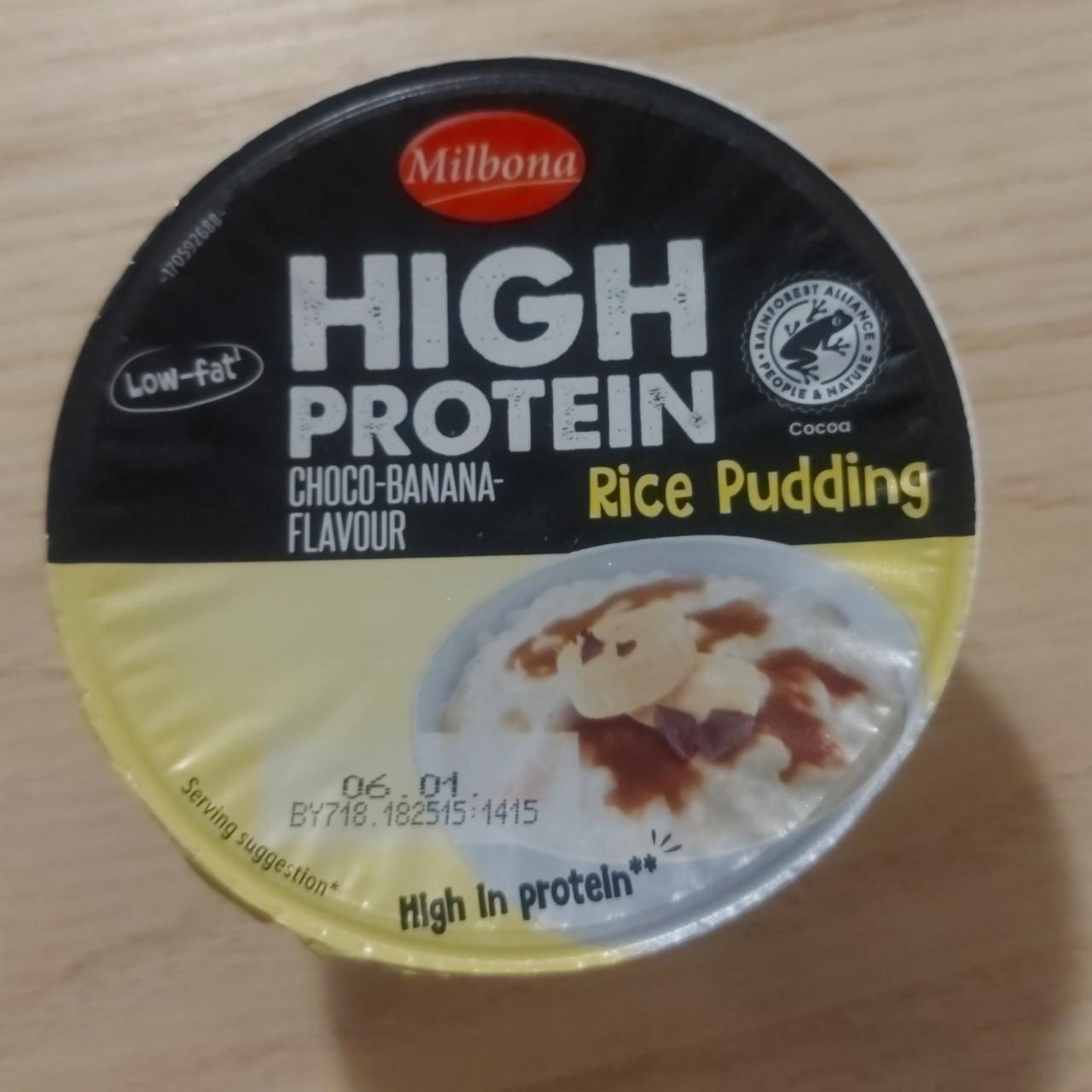 Fotografie - High protein rice pudding choco-banana Milbona