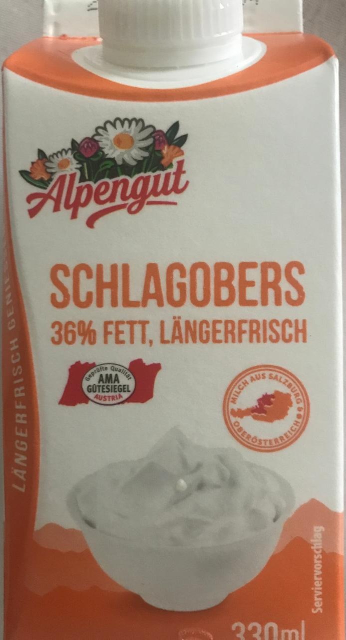 Fotografie - Schlagobers 36% fett Alpengut