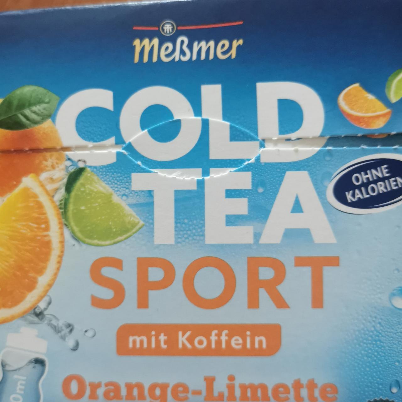 Fotografie - Cold tea Sport mit Koffein Orange-Limette Meßmer